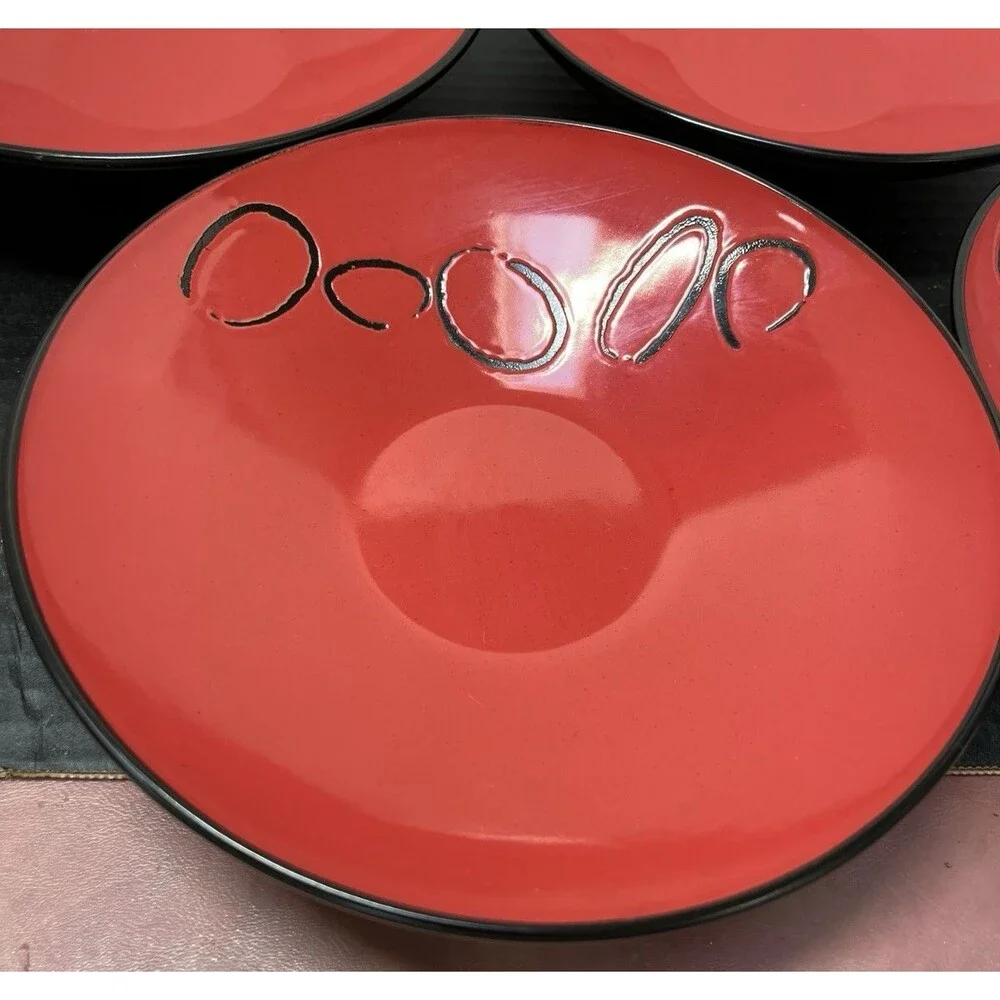 FLIRT By R&B Ritzenhoff Breker 8.5” Salad Soup Bowl Red & Black Abstract Print